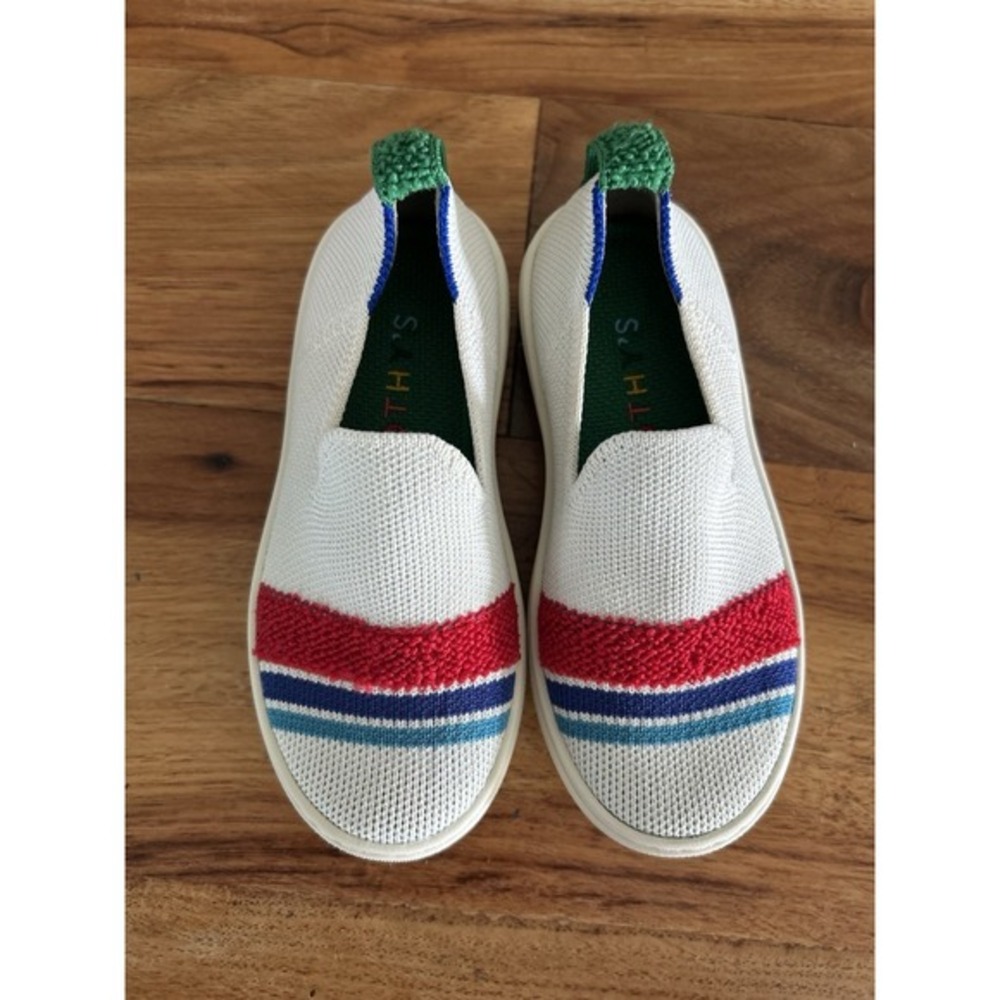 Rothys Size 10 Kids Lollipop White Red‎ Terry Stripe Sneakers Shoes Limited Ed